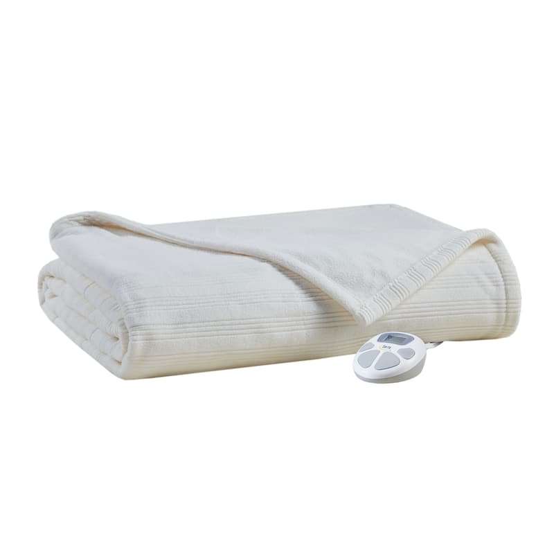 Serta Travis Heated Tri-Rib Microfleece Blanket