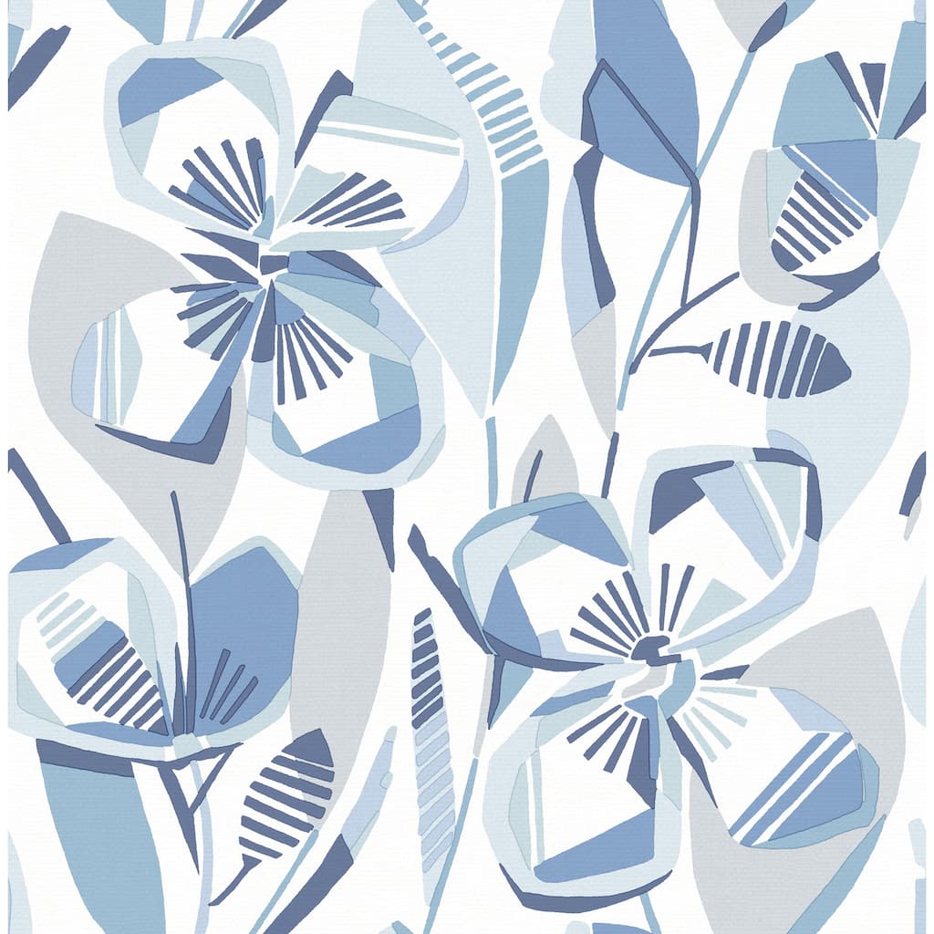 A-Street Prints Nathalie Blue Abstract Blooms Wallpaper