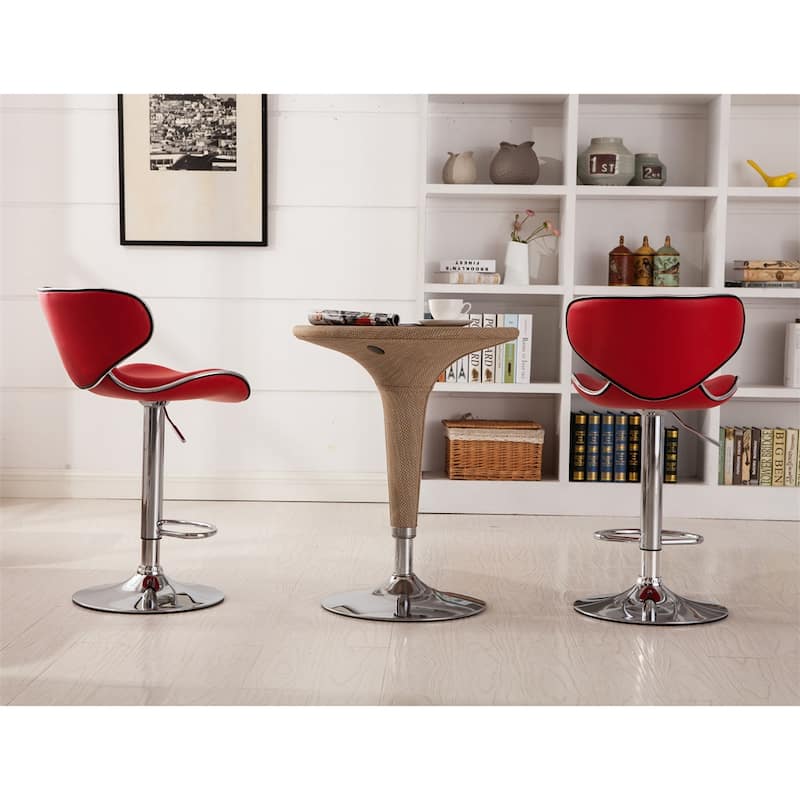 Upholstery Adjustable Swivel Barstool w/ Chrome Base (Set of 2)