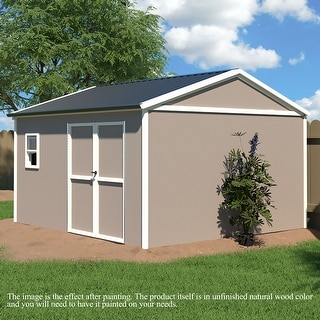 VEIKOUS Outdoor Wood Storage Shed with Lockable Door and Window - 8'x12'