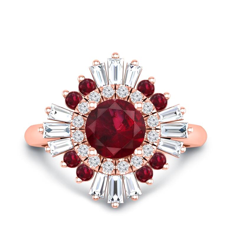 Auriya 1 1/6ct Red Ruby and Diamond Ballerina Engagement Ring 3/5ctw 14k Gold