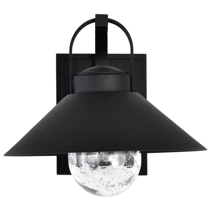 Ridge Medium Outdoor Lantern Black Finish Clear Seeded Glass