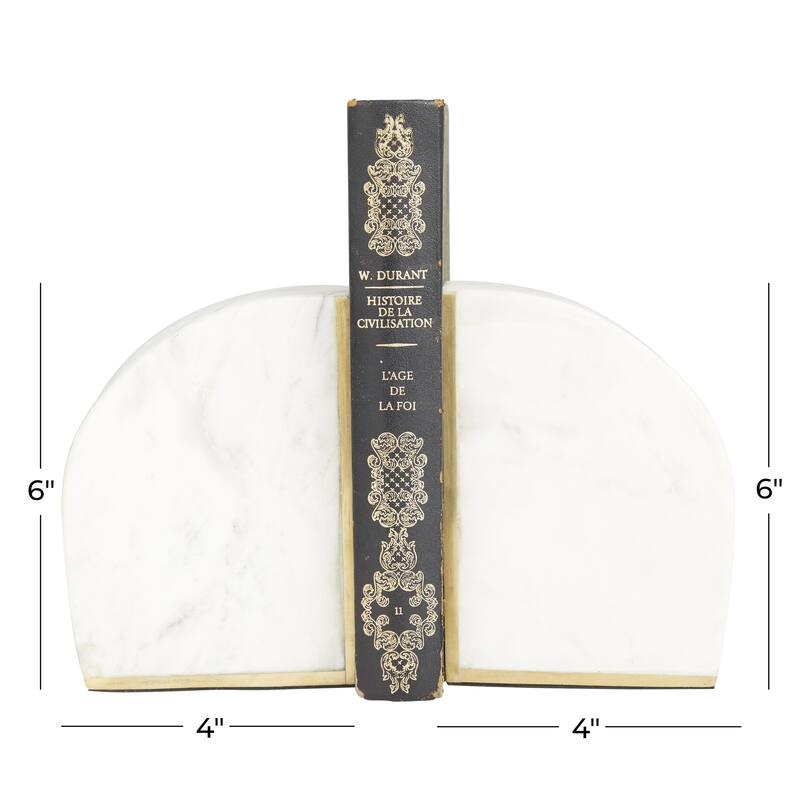 Marble Geometric 8 or 7 lbs Decorative Bookends with Gold Inlay - Set of 2 White or Black - CosmoLiving by Cosmopolitan