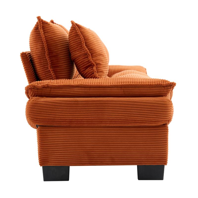 Corduroy Couch Loveseat Sofa with Pillows,Comfy Upholstered Deep Seat Sofa for Bedroom,Living Room,Office