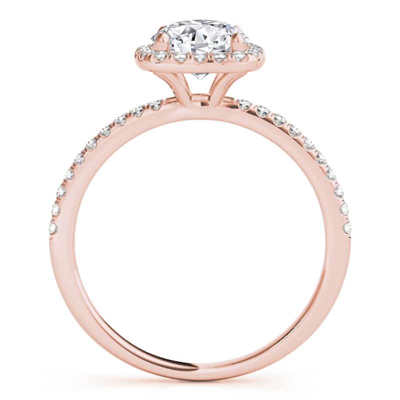 Auriya 14k-Rose Gold Lab Grown Round Diamond Halo Engagement Ring 0.50 to 5.00 ct. tw. (F-G VS)