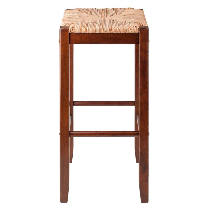 2-Pc Rush Seat Bar Stool Set, Walnut - 13.92 W x 13.92 D x 29.2 H inches