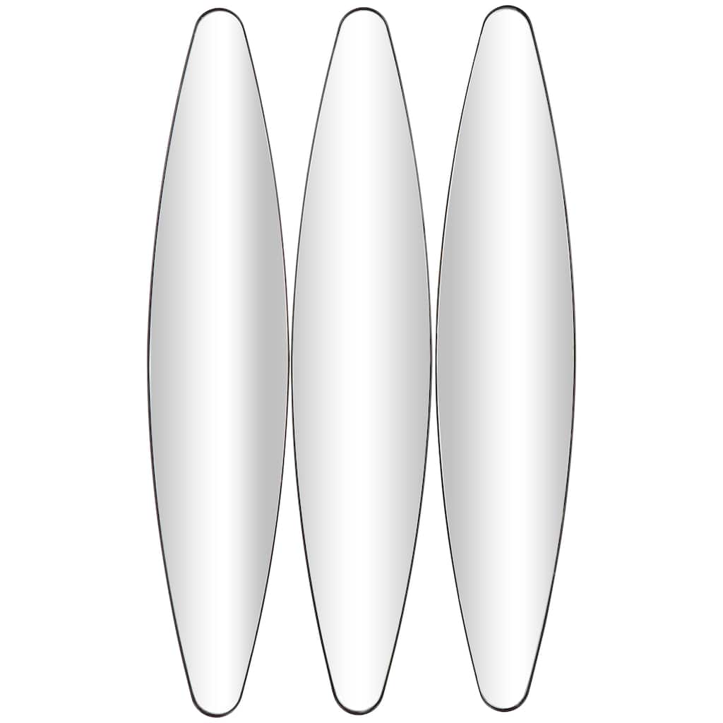 Metal Elongated Oval Wall Mirror - Set of 3 Black - Roche River Decor - 1"W x 10"L x 47"H