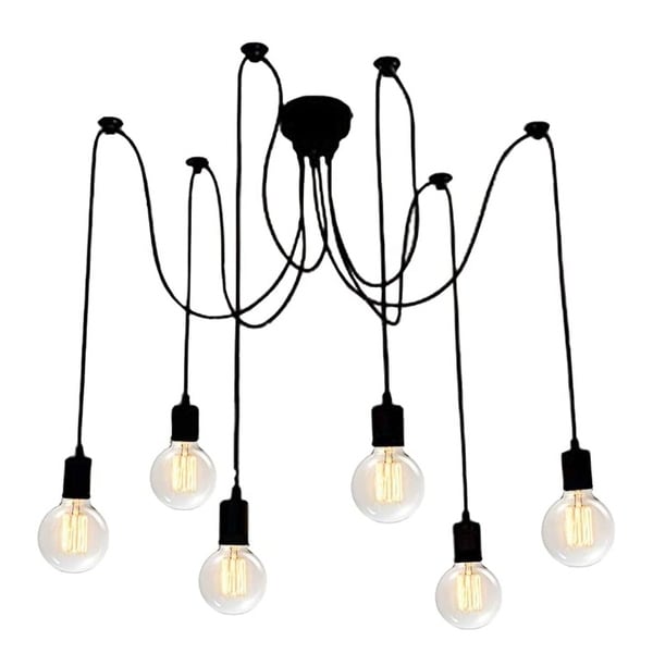 Charlotte 6 Light Spider Adjustable Matte Black Modern Pendant