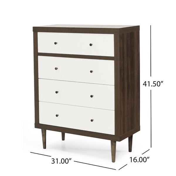 dimension image slide 1 of 4, Nystrom Mid Century Modern 4 Drawer Dresser by Christopher Knight Home