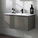 preview thumbnail 5 of 39, Margi 32" Wall-Mount Bathroom Vanity & Basin Set - Stripes  Lacquered Matte Charcoal Gray
