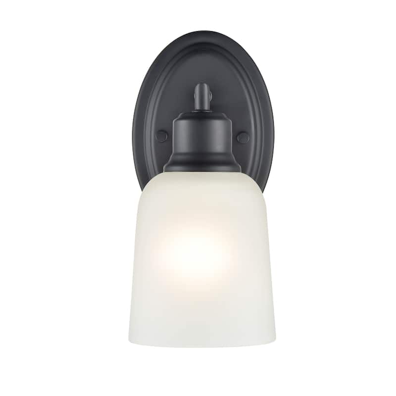 Millennium Lighting Amberle 1 Light Brushed Nickel or Matte Black Wall Sconce with Frosted White Shade - Matte Black