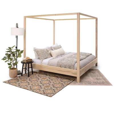 American Furniture Classics Model KING CANOPY King Size Canopy Bed with Raised Platform