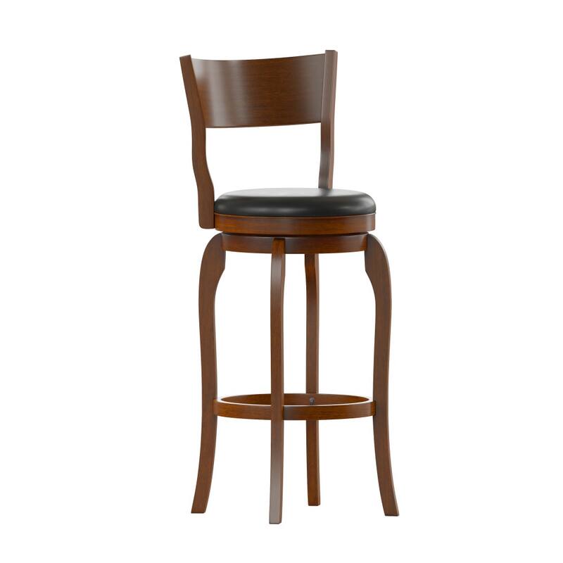 Commercial Upholstered Wooden Swivel Bar Stool