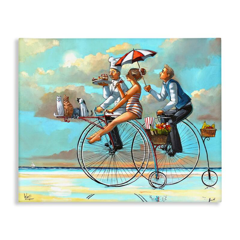 Stupell Woman & Butler Bicycle Ride Canvas Wall Art Design By Ronald West - 30 x 24