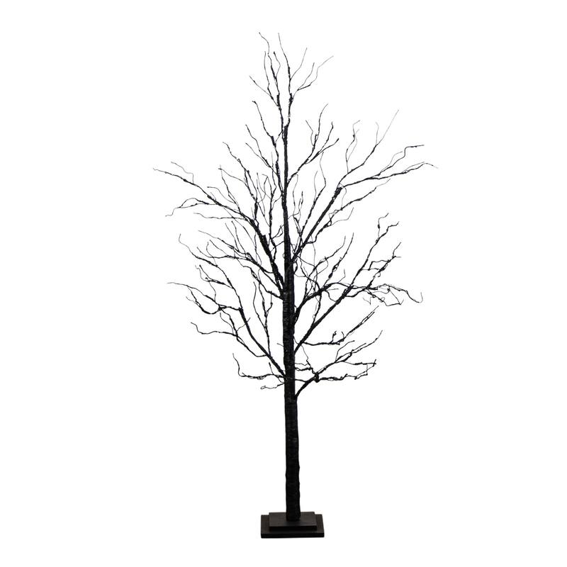 Pre-Lit Black Twig Halloween Artificial Tree - 5' - Multicolor LED Lights