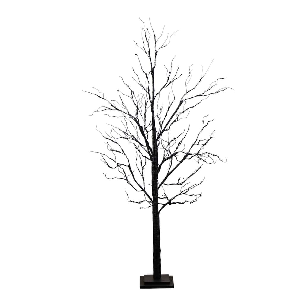 Pre-Lit Black Twig Halloween Artificial Tree - 5' - Multicolor LED Lights