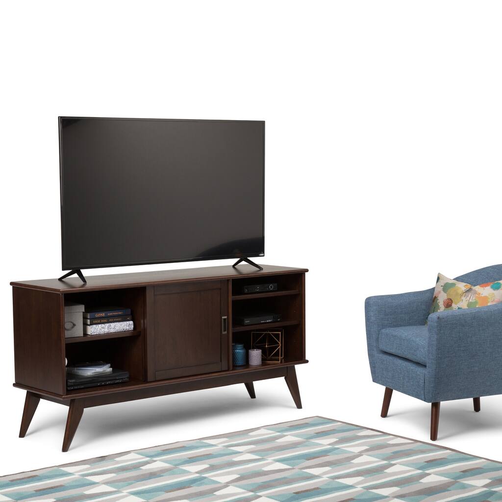 WYNDENHALL Tierney SOLID HARDWOOD 60 inch Wide Mid Century Modern TV Media Stand For TVs up to 65 inches - 60"w x 18"d x 30" h