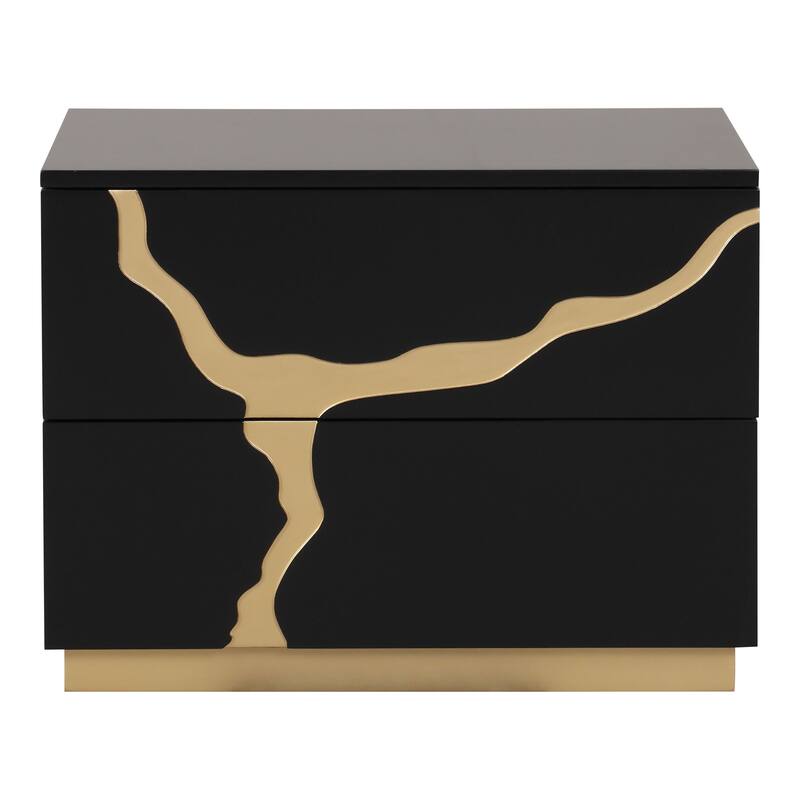 Furniture of America Kismet Modern 5-Piece Black Wood Platform Bedroom Set with Gold Accented Headboard