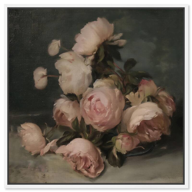Roses in Shadow II Canvas by Art Remedy - 30" x 30" - White