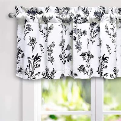 DriftAway Sylvia Floral Botanical Herbs Watercolor Printed Pattern Lined Blackout Window Curtain Valance