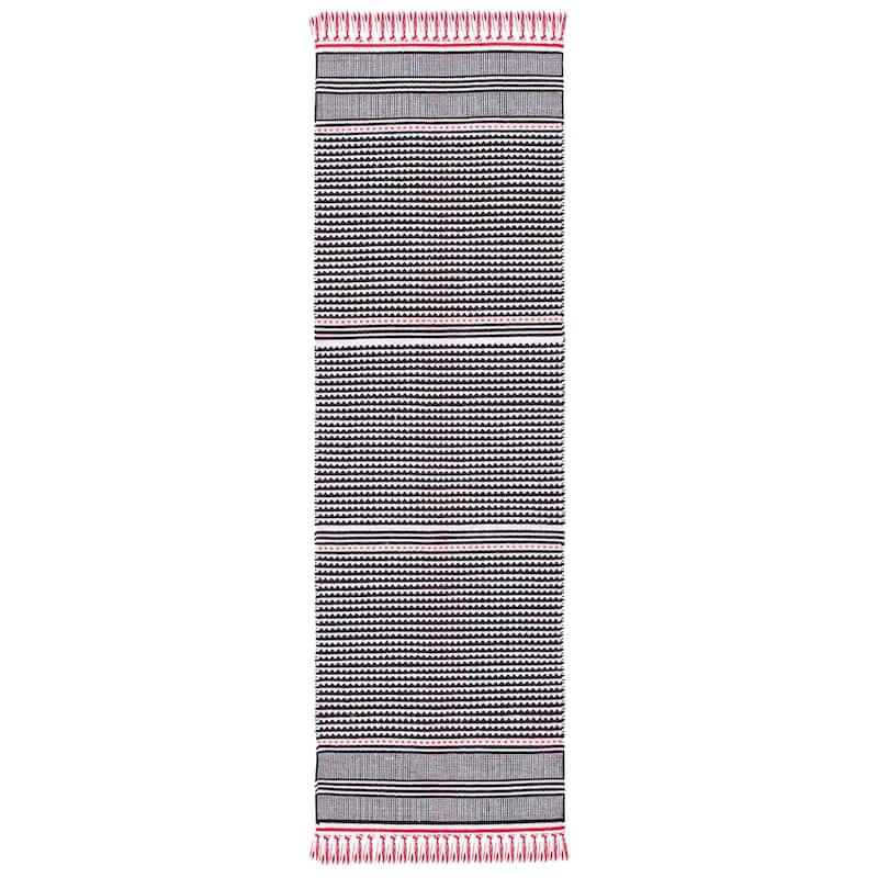 SAFAVIEH, Handmade Flatweave Montauk Susse Casual Cotton Rug - 2'3" x 7' Runner - Red/Multi