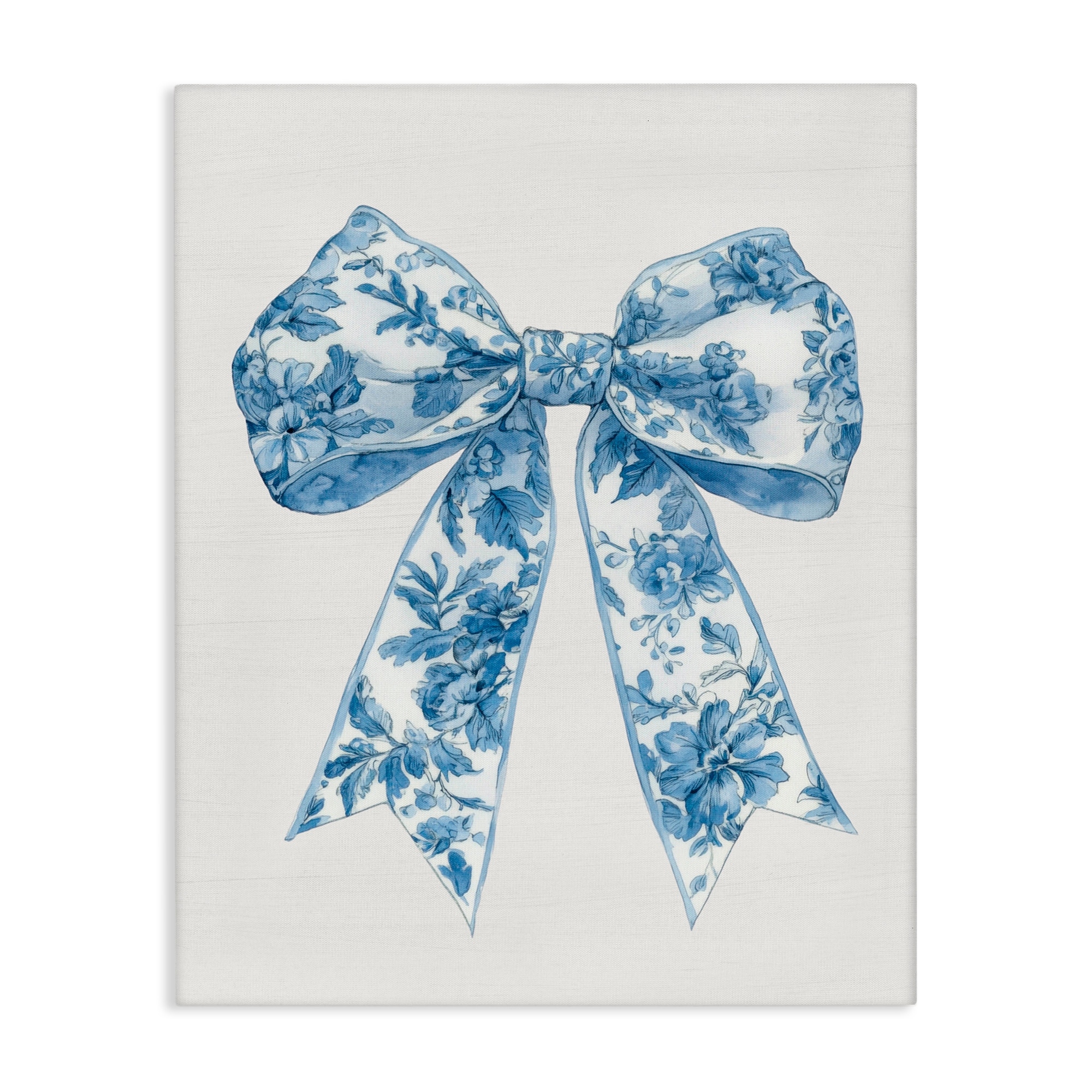 Stupell Soft Delicate Toile Bow Canvas Wall Art Design By Lettered and Lined