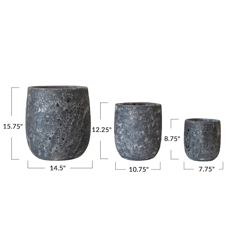 Textured Terra-cotta Planters, Set of 3