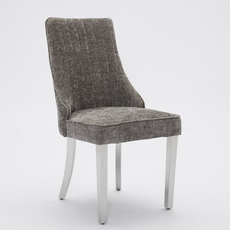 Kitchen Armless Upholstered Dining Chair with Metal Legs, Set of 2