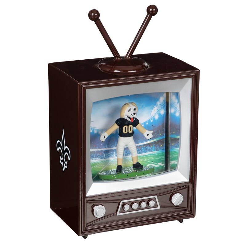New Orleans Saints 8 in. Vintage TV Light Up Water Lantern Snow Globe with Mascot