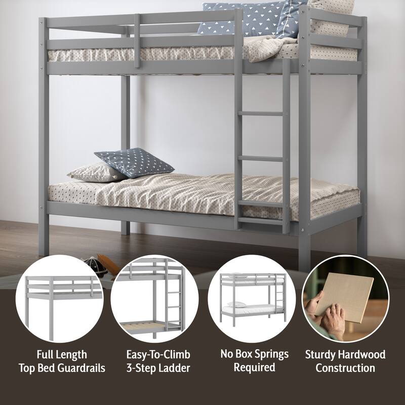 Hillsdale Caspian Wood Twin Over Twin Bunk Bed