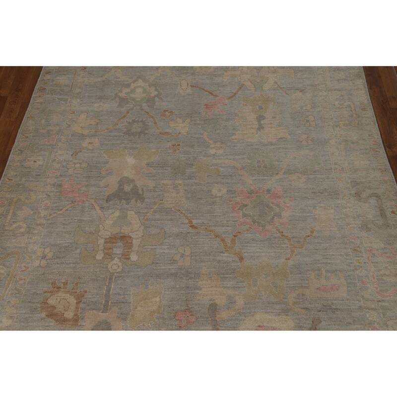 Oushak Turkish Area Rug Handmade Vegetable Dye Grey Wool Carpet - 5'11"x 9'1"