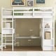 preview thumbnail 7 of 13, Multi-functional Design Full Size Loft Bed with Built-in Desk with 2 Drawers and Storage Shelves, Space Saving, White