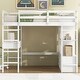 preview thumbnail 4 of 13, White Full Size Pine Loft Bed with Built-in Desk & Drawers