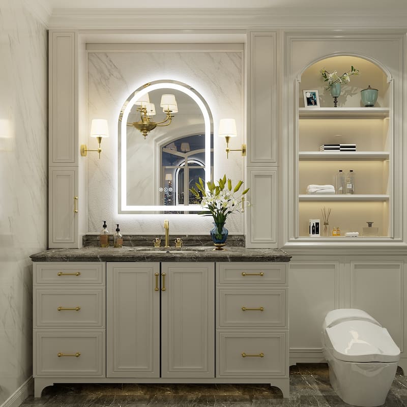 UL Certified Arched LED Anti-fog Tempered Glass Wall Bathroom Vanity Mirror