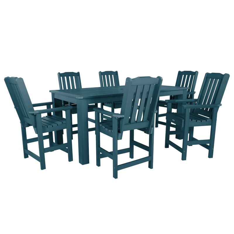 HIGHWOOD 7-Piece Outdoor Dining Set - 42" x 84" Table, Counter-height - Nantucket Blue
