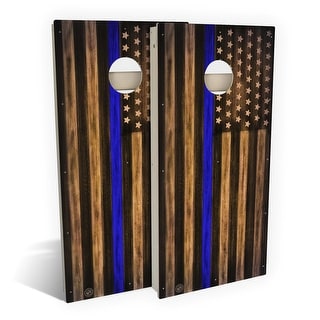 Charred Police Thin Blue Line Outdoor Cornhole Board Set