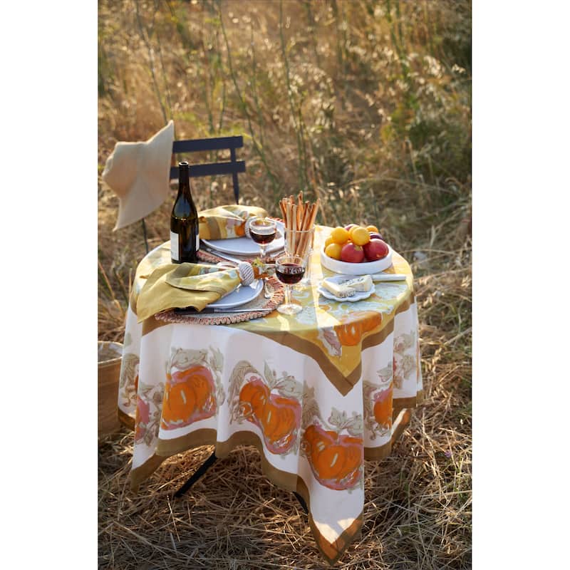 Couleur Nature Pumpkin Harvest Square Cotton Tablecloth