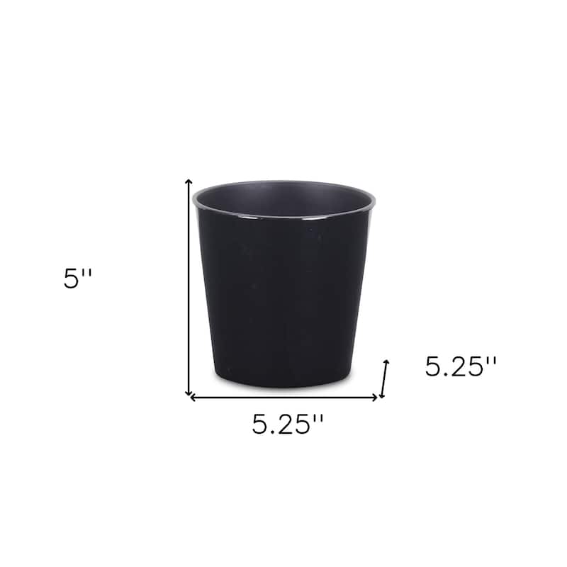 HomeRoots 5" Black Recycled Plastic Indoor Outdoor Round Pot Planter