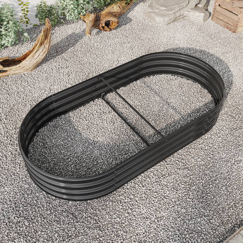 Raised Garden Bed Outdoor, Oval Large Metal Raised Planter Bed