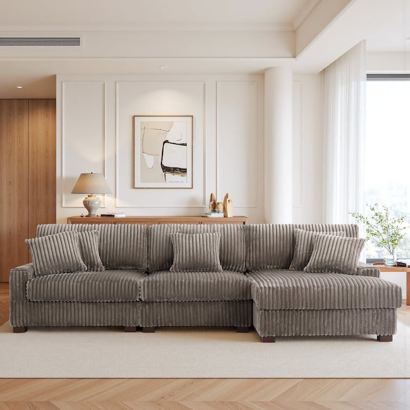 UIXE Upholstered Plush Velvet L Shaped Couch Modular Sofa