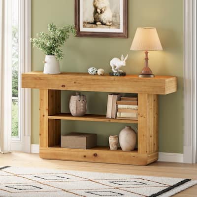 63-Inch Solid Wood Console Table for Entryway