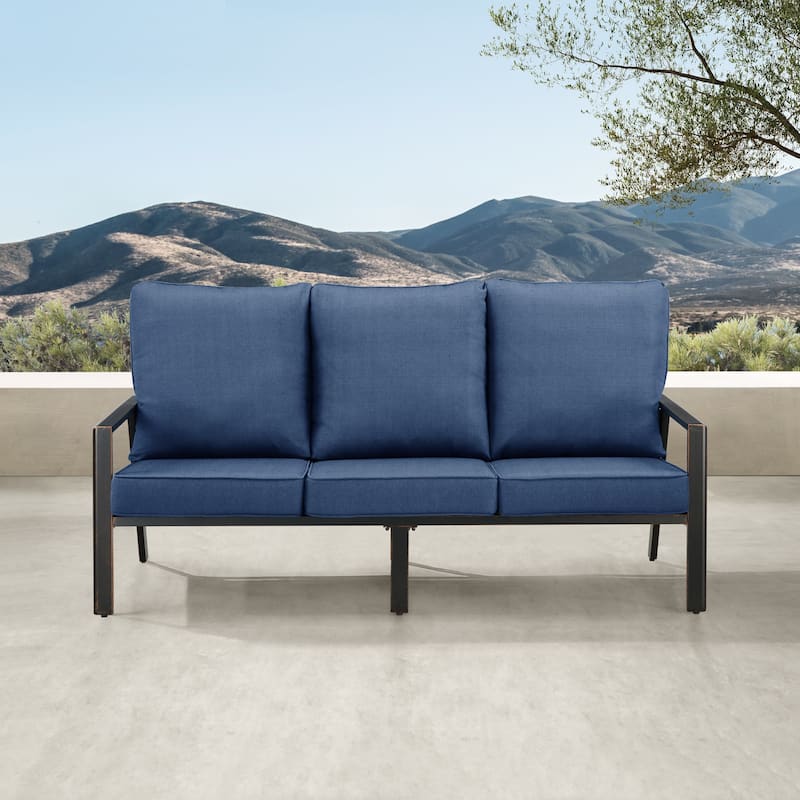Black Aluminum Deep Seating Deep Seating Sofa with Cushions