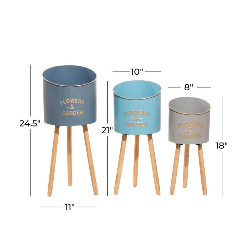 Multi Colored Metal Indoor Outdoor Planter (Set of 3)
