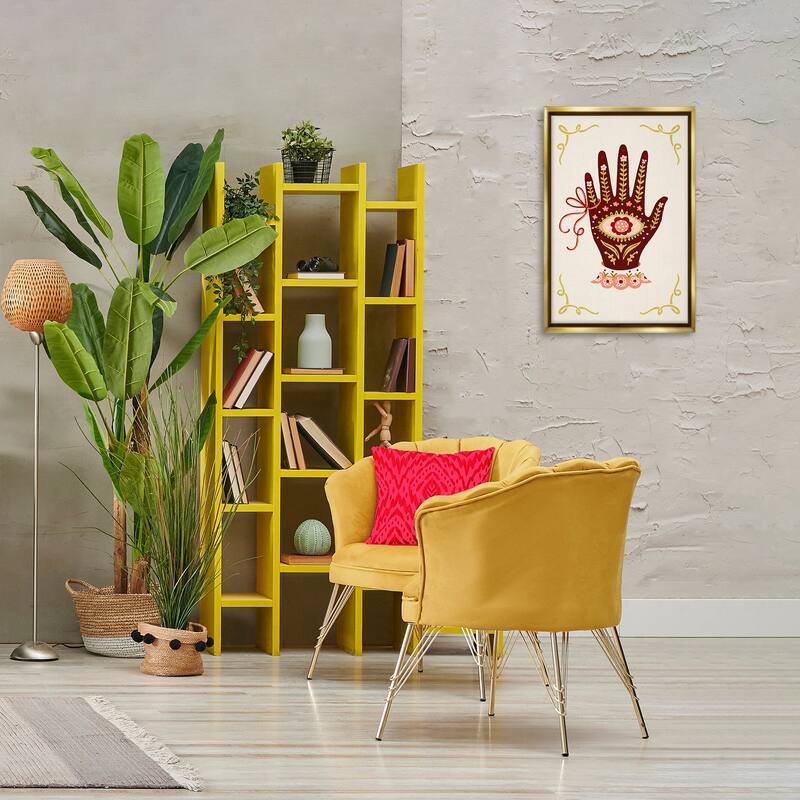 Stupell Boho Folk Style Hand Framed Floater Canvas Wall Art Design By Hannah Moren