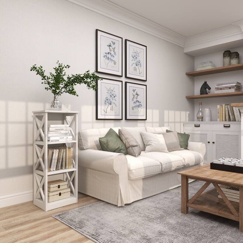 White Wooden 4 Shelves Shelving Unit