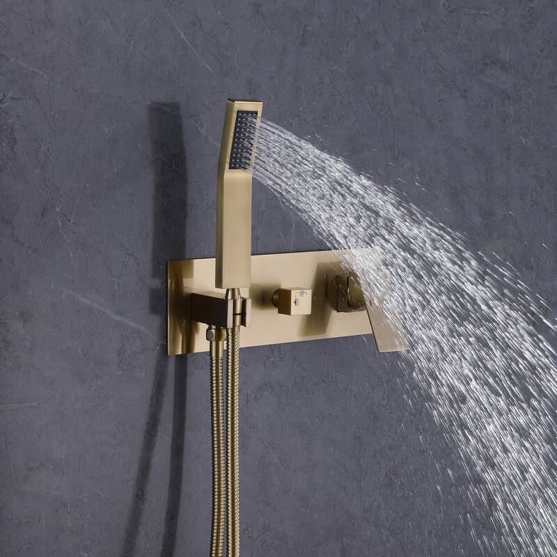 Gold 10" Rain Shower Faucet System Head Bathroom Shower Set