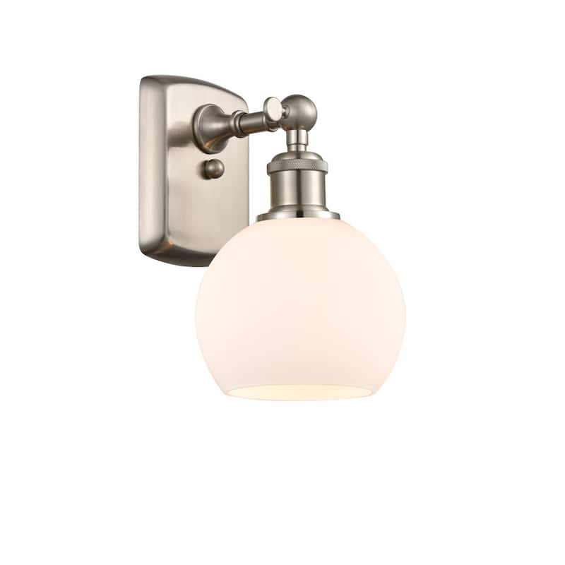 Innovations Lighting 516-1W-9-6 Athens Sconce Athens 9" Tall Wall - Brushed Satin Nickel / Matte White