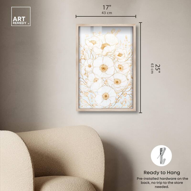 White and Gold Poppies II Shadowbox by Art Remedy