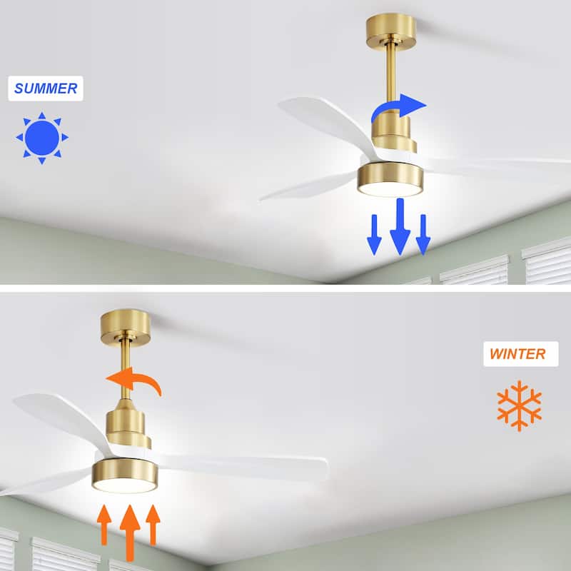 48 Inch Smart Wood Ceiling Fan with Light and Remote/App Control, Integrated LED Included
