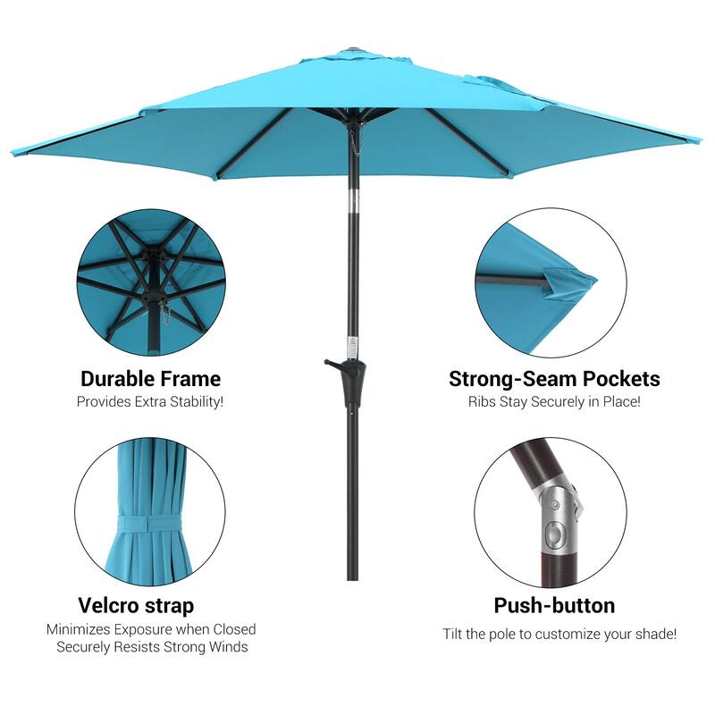 BONOSUKI Patio 7.5FT Market Umbrellas Table Umbrella With Tilt Button